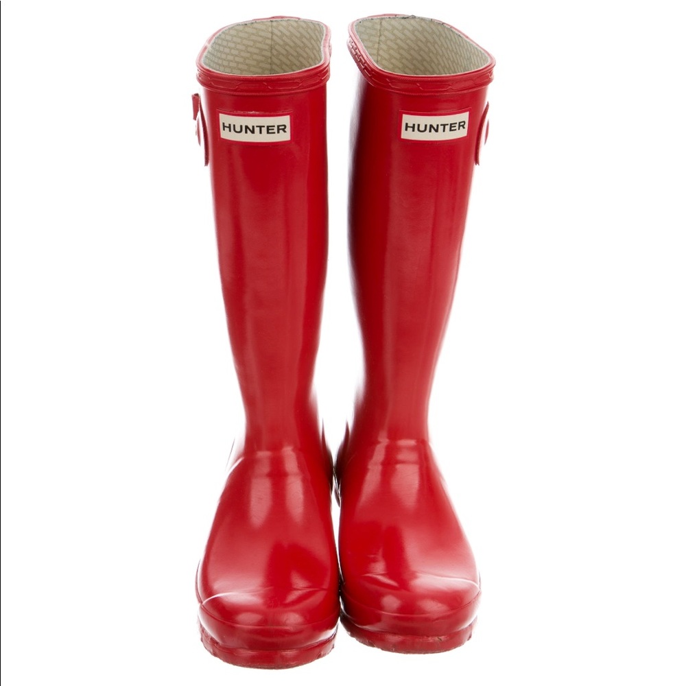 Hunter red rubber rain boots 5
